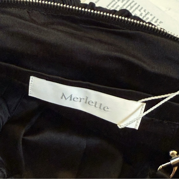 MERLETTE NEW YORK BLACK SATIN SILK BRAIDED LUNE MINI HANDBAG PURSE - Picture 8 of 10